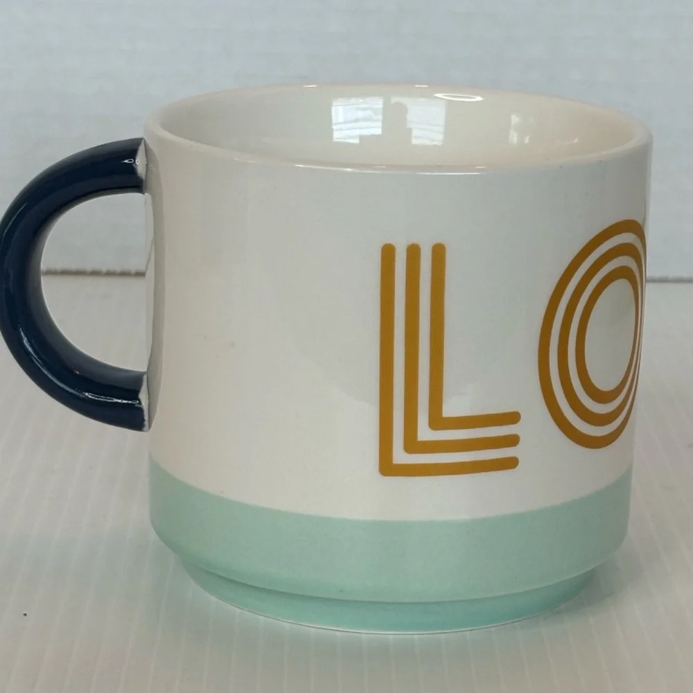 Hallmark “LOVE you more” Coffee Mug Cup 14 oz White, Gold, Teal, Black Handle - Picture 3 of 9